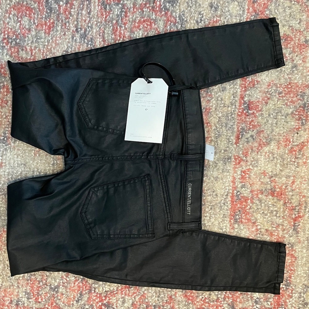 NWT coated current/ Elliott black skinny jeans